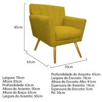Kit Diva Recamier Vanessa 140cm Lado Esquerdo E 01 Poltrona Laura Suede Cor Amarelo - 6