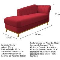 Kit Diva Recamier Vanessa 185cm Lado Esquerdo E 01 Poltrona Laura Suede Cor Vermelho