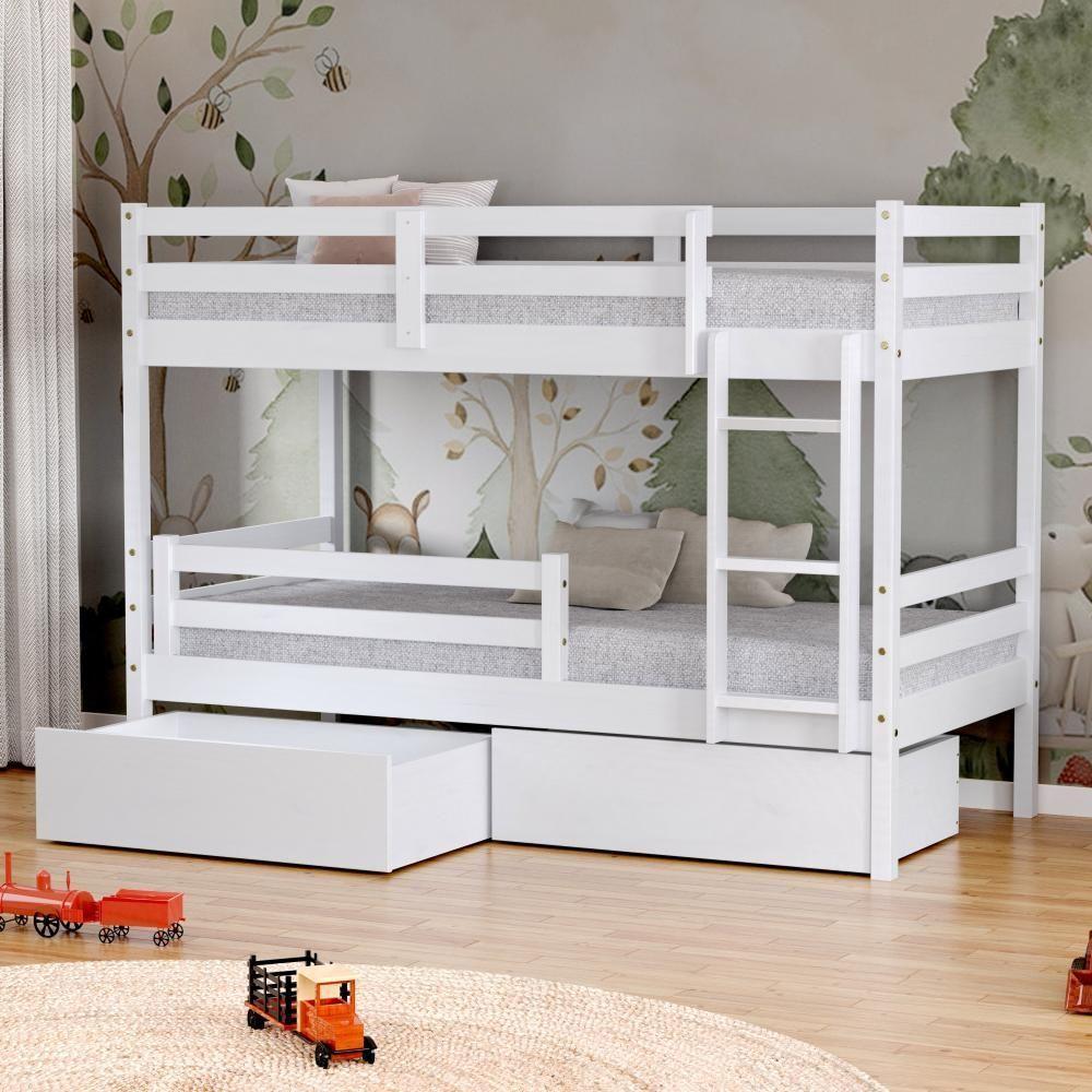 Beliche Infantil Slim Rb Com 02 Gavetas E Grade De Proteção Madeira Maciça Branco Housin - 1