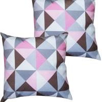 Kit 2 Capas Para Almofada 45 Cm X 45 Cm Suede Triângulo - Casa Chick Estampa Triângulo Rosa - 4