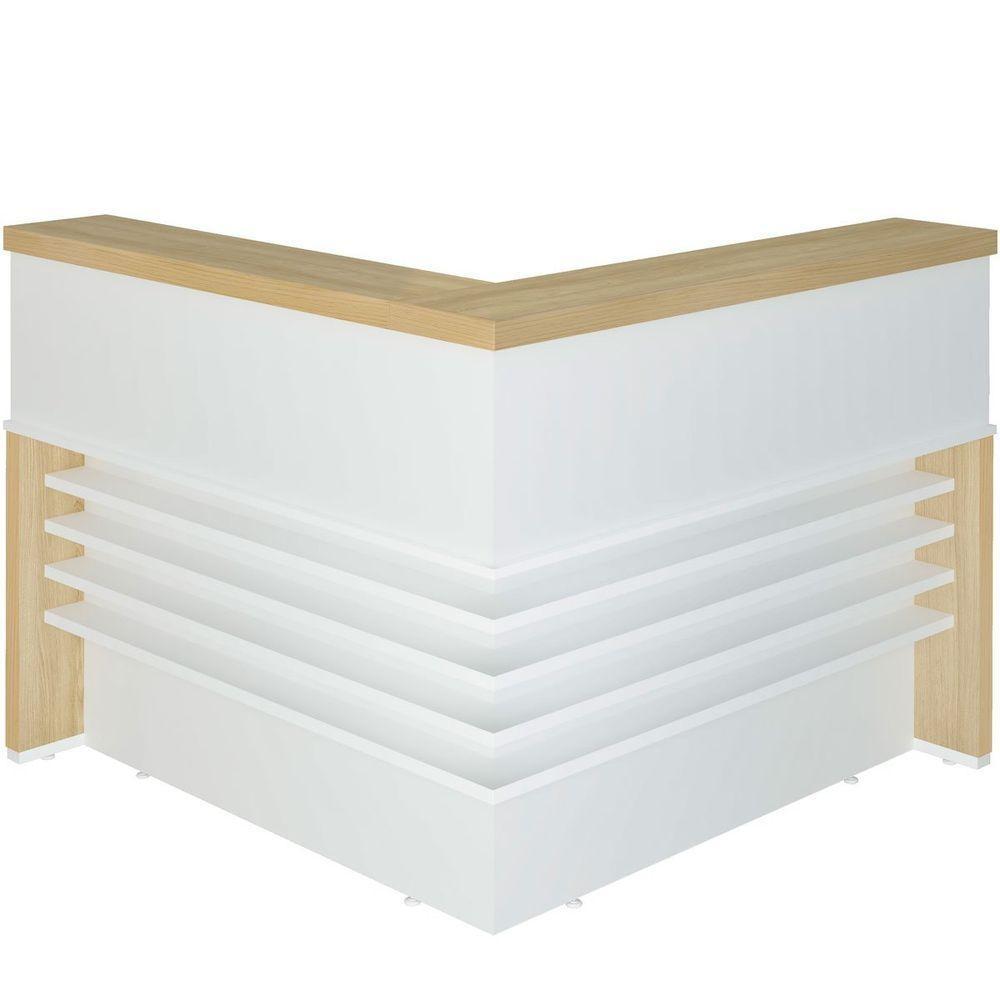 Balcão Para Atendimento-recepção Em L - Casa Chick Carvalho-branco - 1