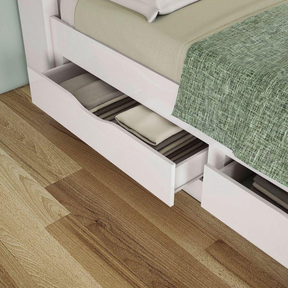 Cama Solteiro Infinity Com Baú E 2 Gavetas - Casa Chick Branco - 2