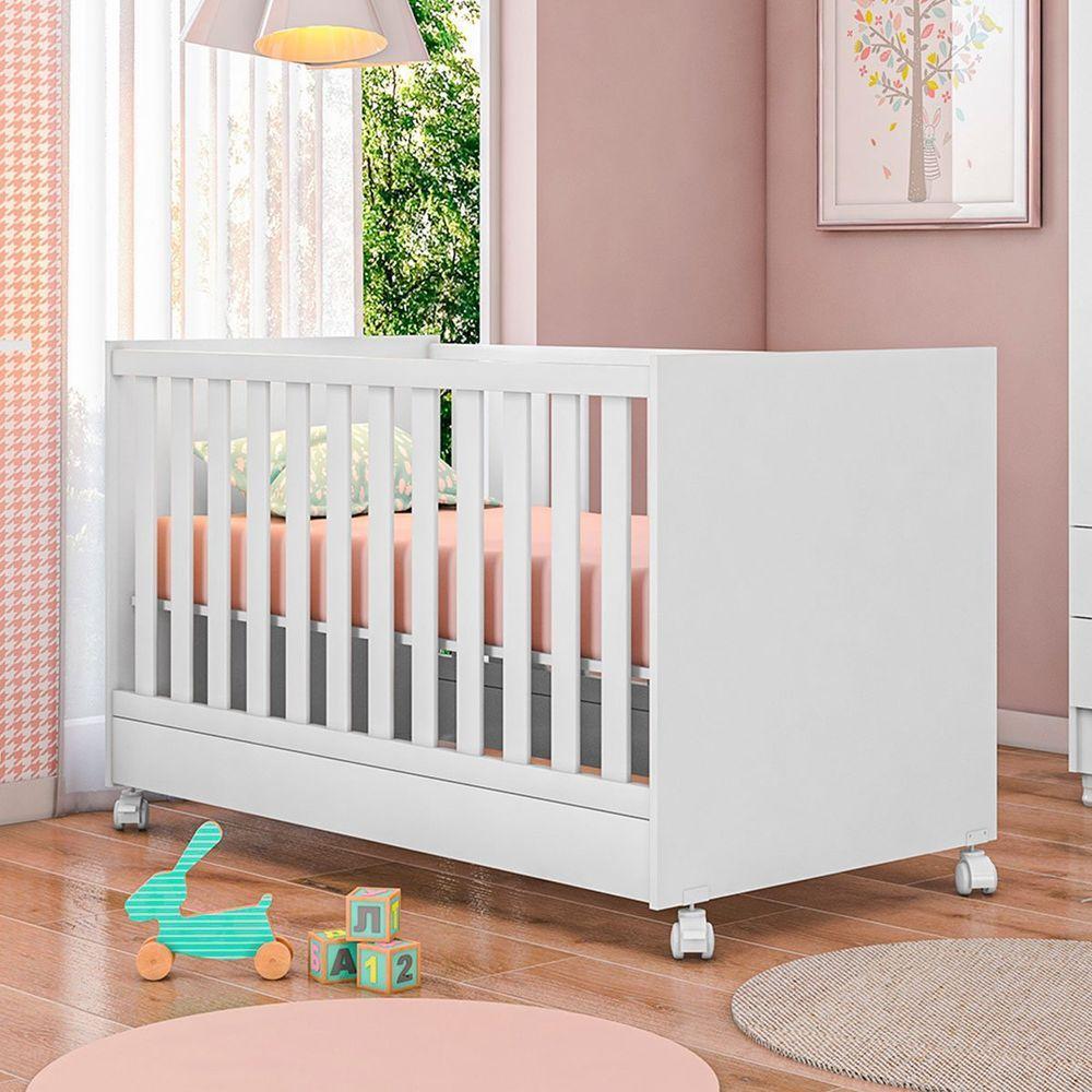 Berço Mini-cama Doce Mel Com Rodízios Branco - 4
