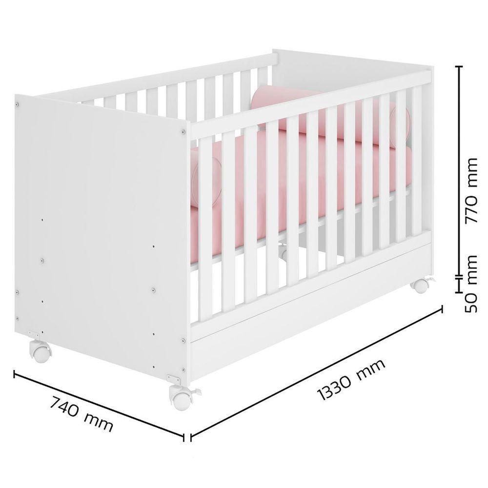 Berço Mini-cama Doce Mel Com Rodízios Branco - 5