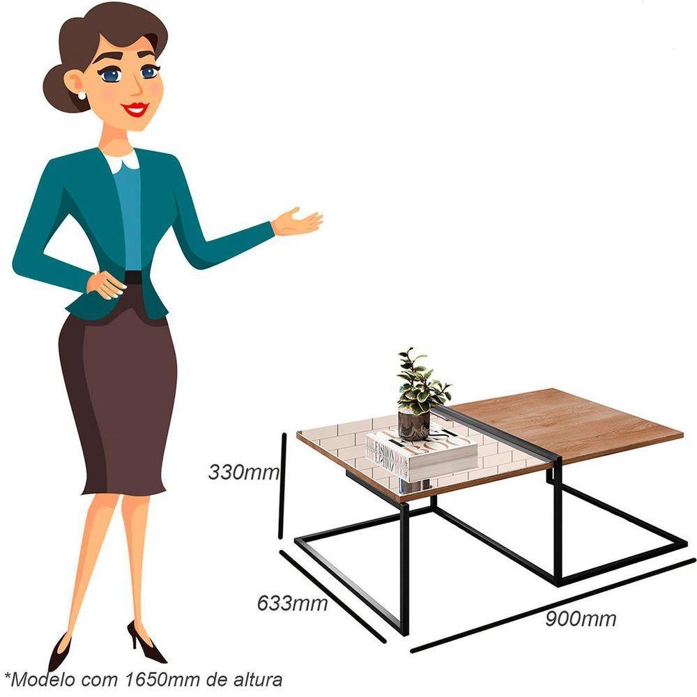 Mesa De Centro De Sala Com Espelho Aurora - Casa Chick Demolição-preto - 2