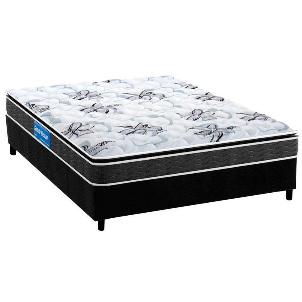 Cama Box Casal: Colchão Espuma D33 Probel Guarda Costas Premium Extra Firme + Base CRC Suede Black(138x188) - 1