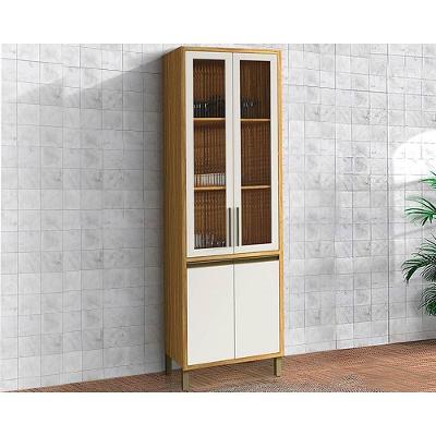 Cristaleira De Cozinha Tempranillo C- 4 Portas 2 C-vidro Canelado 70x230cm Amendoa-off White
