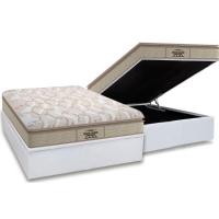 Cama Box Baú Casal: Colchão Anatômico Probel D33 / AG65 Guarda Costas Extreme Resistence Pillow Top + Base CRC Courano White(138x188) - 1