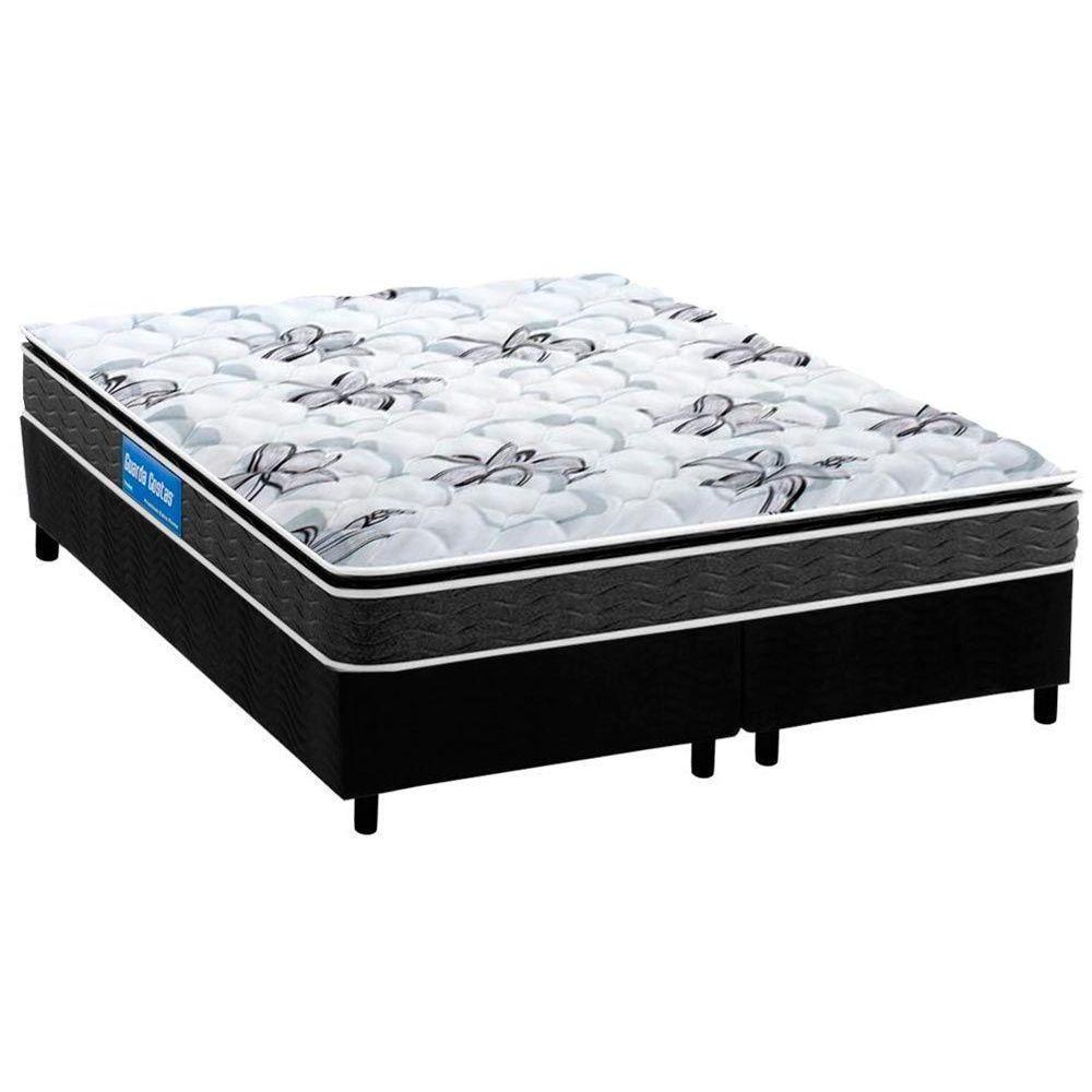 Cama Box Queen: Colchão Espuma D33 Probel Guarda Costas Premium Extra Firme + Base CRC Suede Black(158x198) - 1