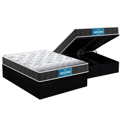 Cama Box Baú Queen: Colchão Anatômico Probel D28 / EP Guarda Costas PróMiddle Double Face + Base CRC Suede Black(158x198)