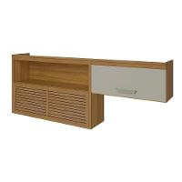 Armário Aéreo p/ Cozinha Princesa c/ Nicho e 2 Portas Basculante Ripado 200cm Freijo/Off White - Nesher - 1