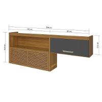 Armário Aéreo p/ Cozinha Princesa c/ Nicho e 2 Portas Basculante Ripado 200cm Freijo/Off White - Nesher