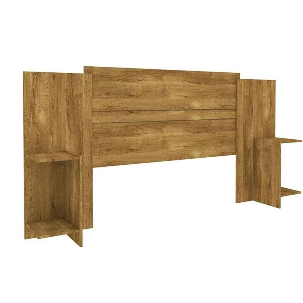 Cabeceira Cama Box Madeirado Branco/Neve King Arizona 2 Mesas c/ Prateleiras Branco/Neve - Tcil Móveis - 4