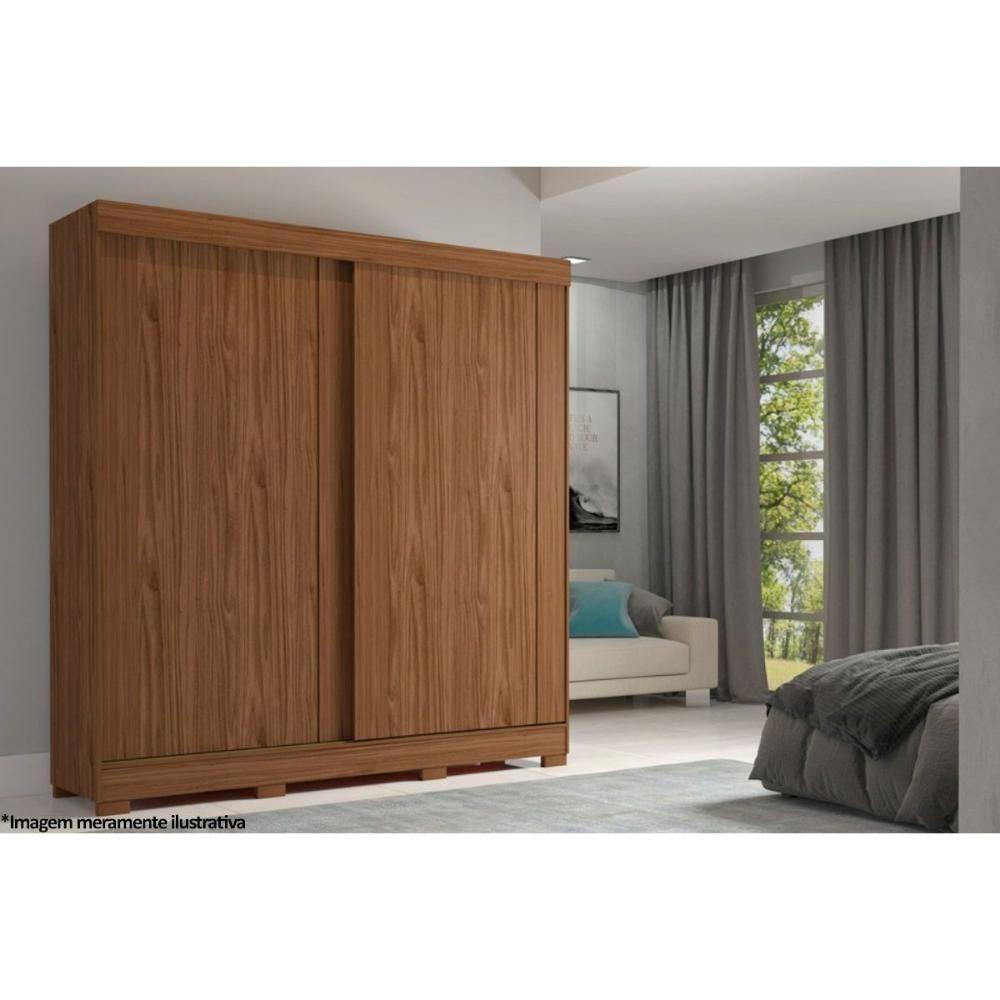 Guarda Roupa Casal 2 Portas de Correr e 3 Gavetas c/ Pés Ilhéus Avelã/Off White - Panan - 1