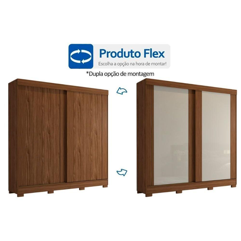 Guarda Roupa Casal 2 Portas de Correr e 3 Gavetas c/ Pés Ilhéus Avelã/Off White - Panan - 2