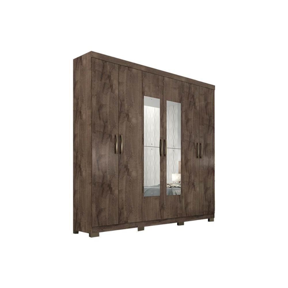 Guarda Roupa Casal 6 Portas e 3 Gavetas c/ Espelho Clara Branco - Panan - 7