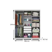 Guarda Roupa Casal 6 Portas e 3 Gavetas c/ Espelho Clara Branco - Panan - 6