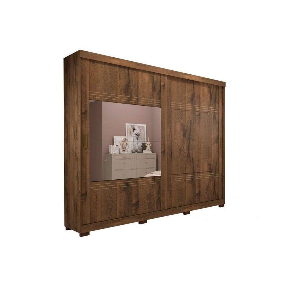 Guarda Roupa Casal 2 Portas de Correr e 4 Gavetas c/ Espelho e Pés Blumenau Branco - Panan - 3