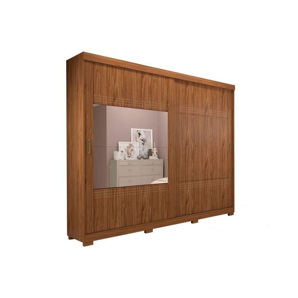 Guarda Roupa Casal 2 Portas de Correr e 4 Gavetas c/ Espelho e Pés Blumenau Branco - Panan - 4