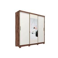 Guarda Roupa Casal 3 Portas de Correr e 4 Gavetas c/ Espelho Búzios Branco - Panan - 3