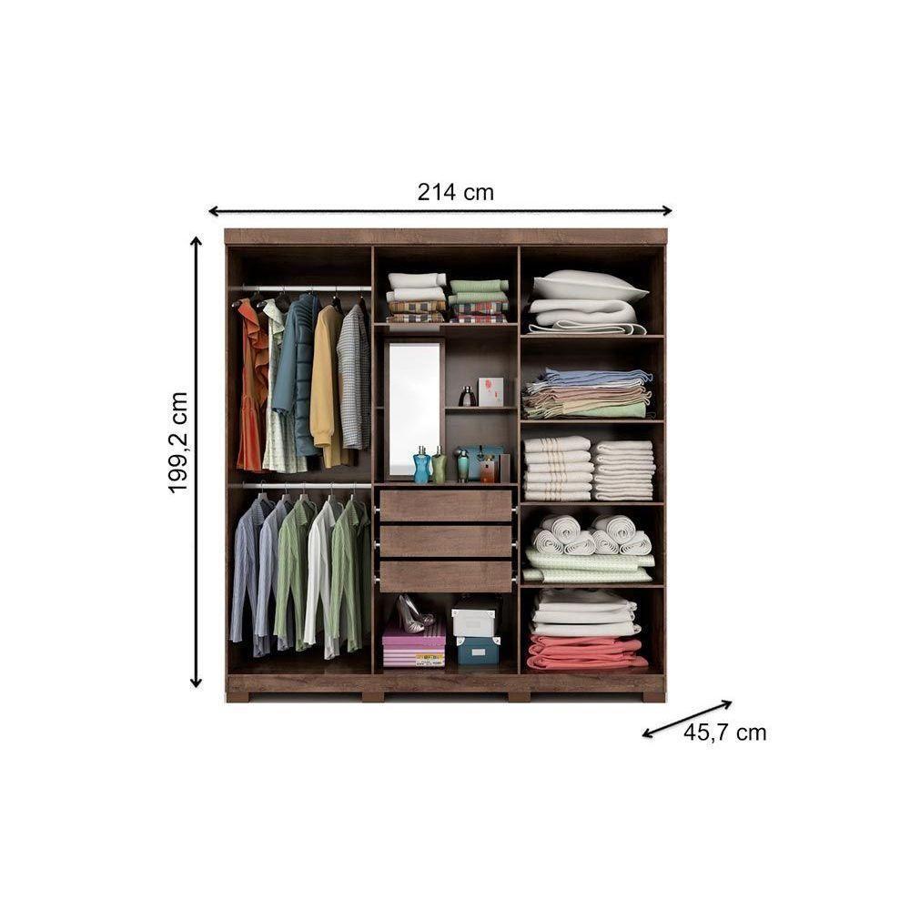 Guarda Roupa Casal 6 Portas e 3 Gavetas Clara Branco - Panan - 2