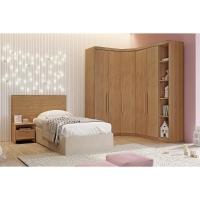 Quarto Modulado (1 Closet + 2 Guarda Roupas + 1 Complemento + 1 Cabeceira) Qc210 Freijo Cumaru - 1