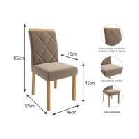 Sala de Jantar Completa Ana Tampo Madeirado c/ Vidro 130x130cm e 8 Cadeiras Fernanda Nature/OW/Joli - Cimol - 3