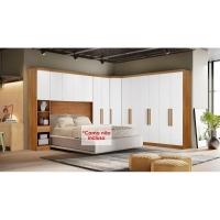 Quarto Casal (1 Armário Ponte + 1 Closet + 2 Guarda Roupas + 1 Complemento) Freijo Cumaru C- Fendi - 1