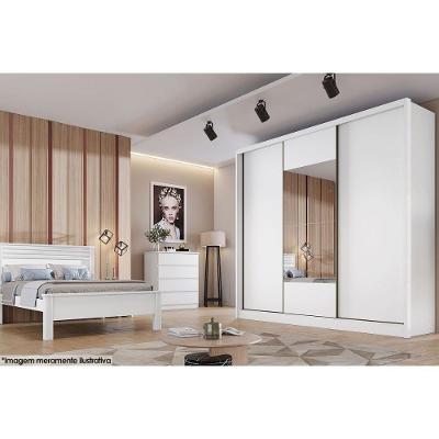 Guarda Roupa Casal Arezzo Plus 3 Portas de Correr 6 Gavetas Freijo Cumaru MDF Novo