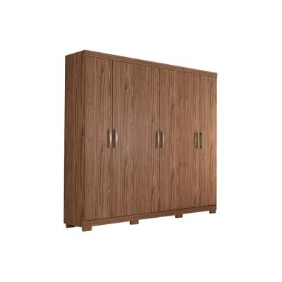 Guarda Roupa Casal Clara Avelã 6 Portas de Abrir 3 Gavetas MDF Panan Móveis