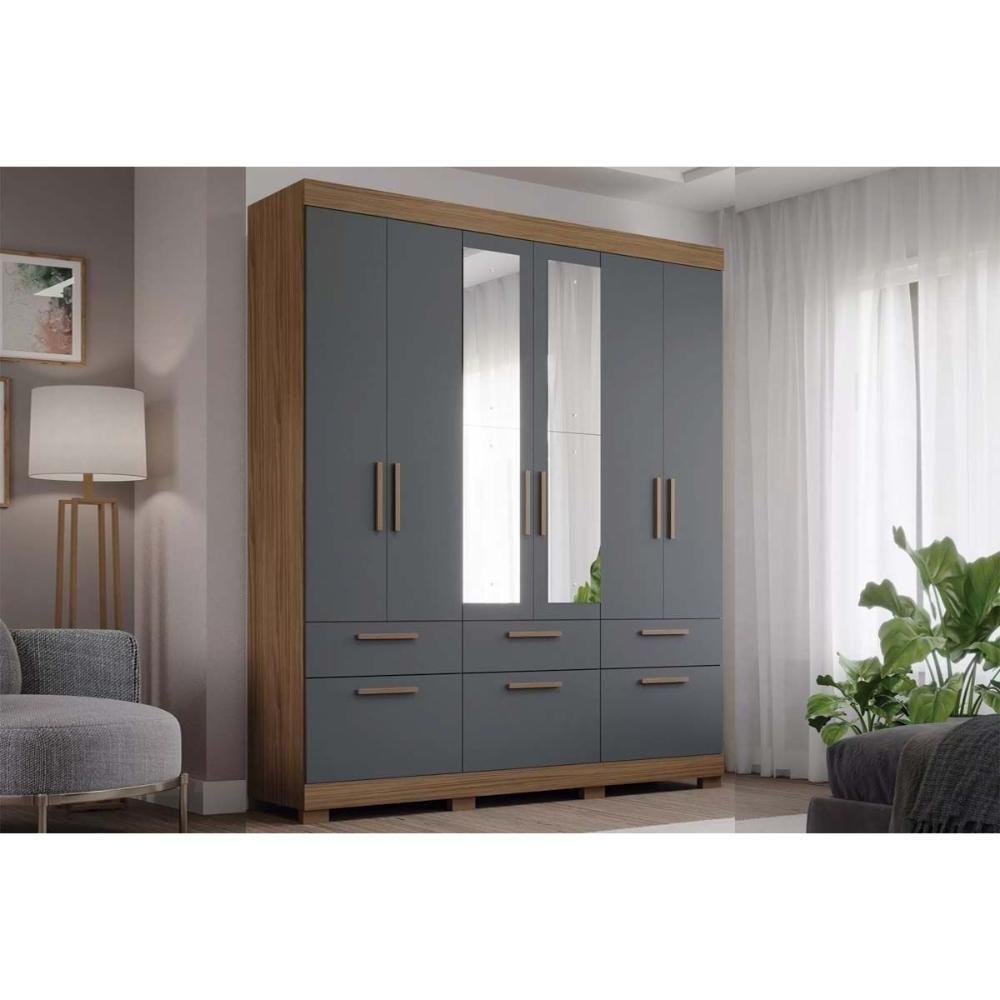 Guarda Roupa Casal 6 Portas e 5 Gavetas c/ Espelho Porto Branco - Panan - 2