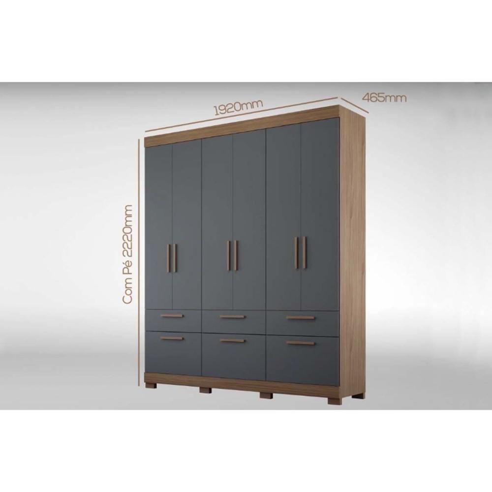 Guarda Roupa Casal 6 Portas e 5 Gavetas c/ Espelho Porto Branco - Panan - 8