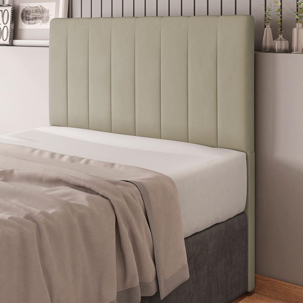 Cabeceira Cama Box Casal King Size Kharla 193cm Veludo Bege - Desk Design - 6