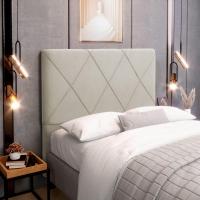 Cabeceira Cama Box Casal Mel 140cm Com Frame Sintético Bege - Desk Design - 5