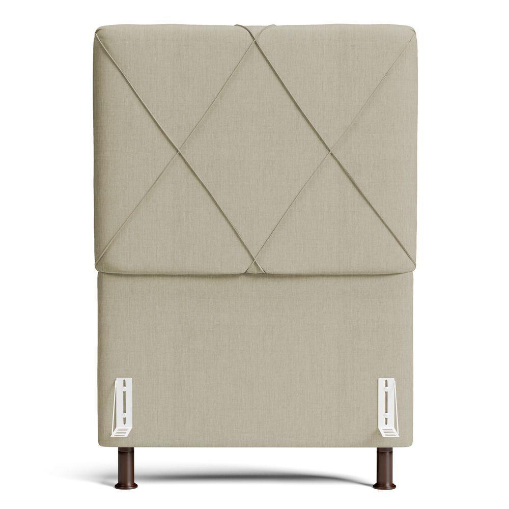 Cabeceira Cama Box Solteiro Mel 90cm Com Frame Linho Bege - Desk Design - 4