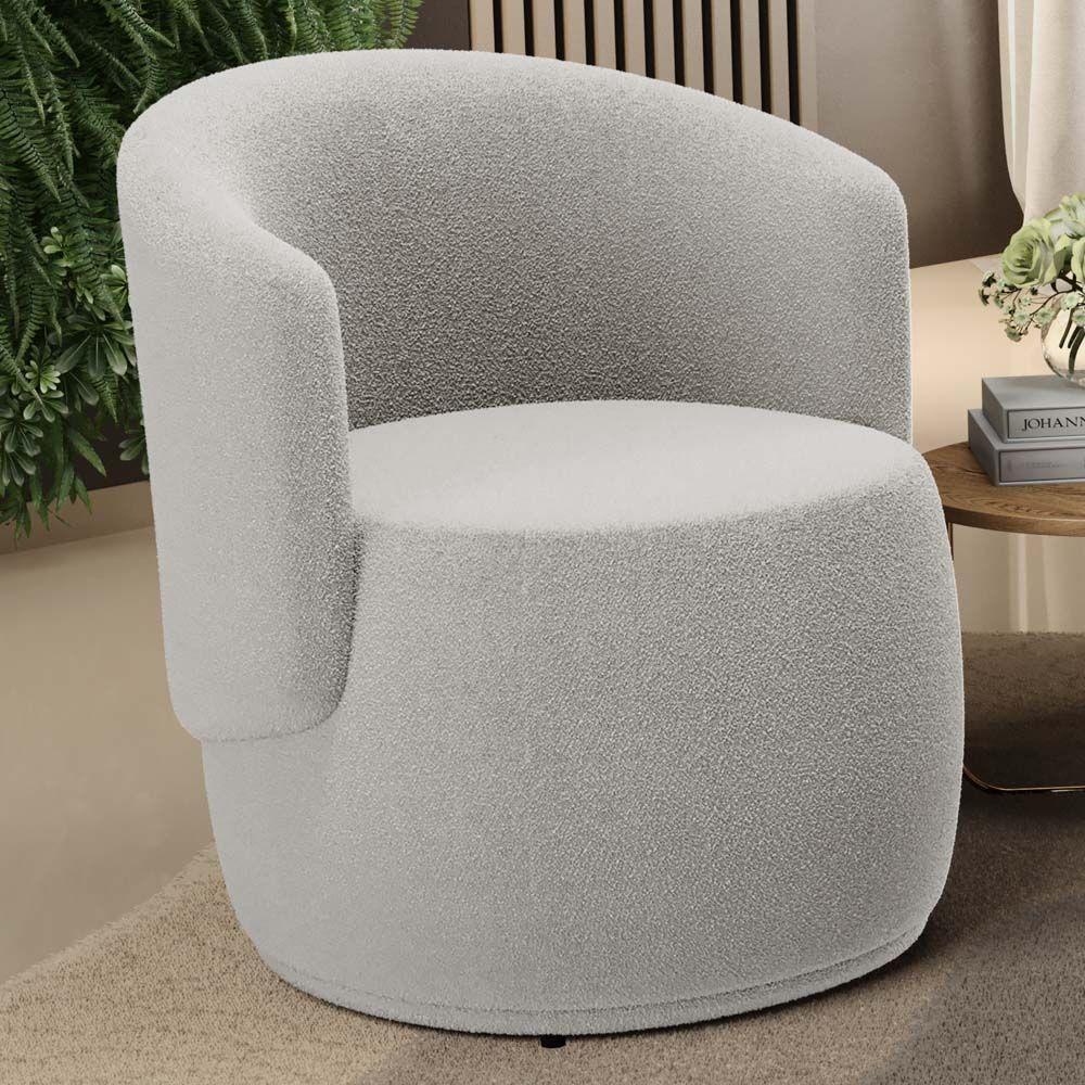 Kit 02 Poltronas Decorativas Aisha Orgânica Bouclê Bege - Desk Design - 3