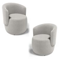 Kit 02 Poltronas Decorativas Aisha Orgânica Bouclê Bege - Desk Design - 1