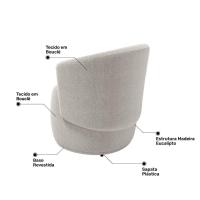 Kit 02 Poltronas Decorativas Aisha Orgânica Bouclê Bege - Desk Design - 10