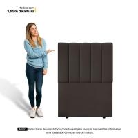 Cabeceira Cama Box Solteiro Kharla 90cm Veludo Marrom - Desk Design - 5