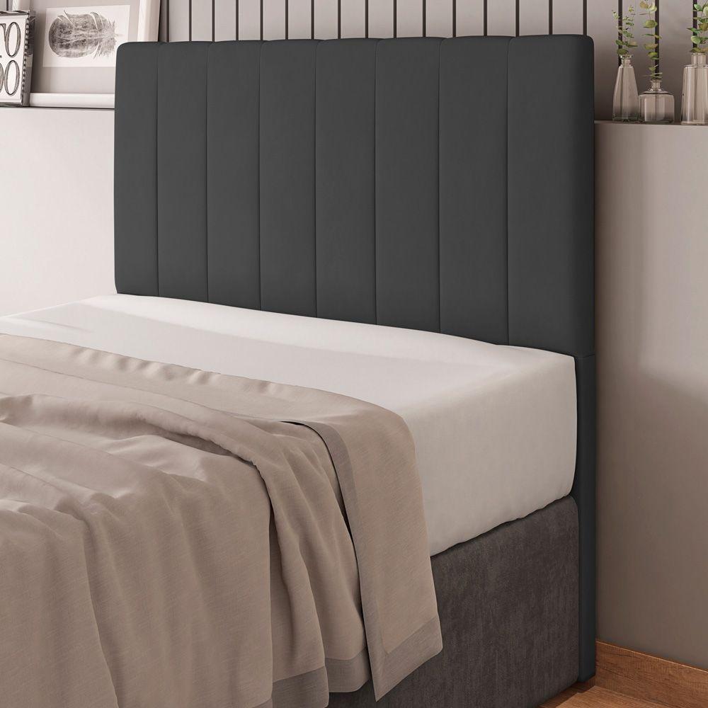 Cabeceira Cama Box Casal Queen Size Kharla 160cm Veludo Cinza - Desk Design - 8