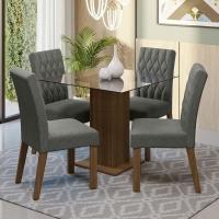 Conjunto Sala De Jantar Mesa Tampo De Vidro 4 Cadeiras Rustic/silver Noemi Madesa Rustic/silver - 2