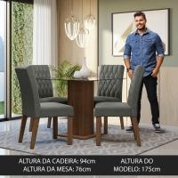 Conjunto Sala De Jantar Mesa Tampo De Vidro 4 Cadeiras Rustic/silver Noemi Madesa Rustic/silver - 3