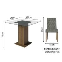 Conjunto Sala De Jantar Mesa Tampo De Vidro 4 Cadeiras Rustic/silver Noemi Madesa Rustic/silver - 10