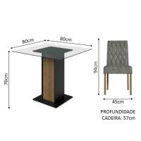Conjunto Sala De Jantar Mesa Tampo De Vidro 4 Cadeiras Madesa Rustic/preto/silver - 7
