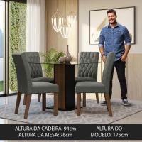 Conjunto Sala De Jantar Mesa Tampo De Vidro 4 Cadeiras Madesa Rustic/preto/silver - 8