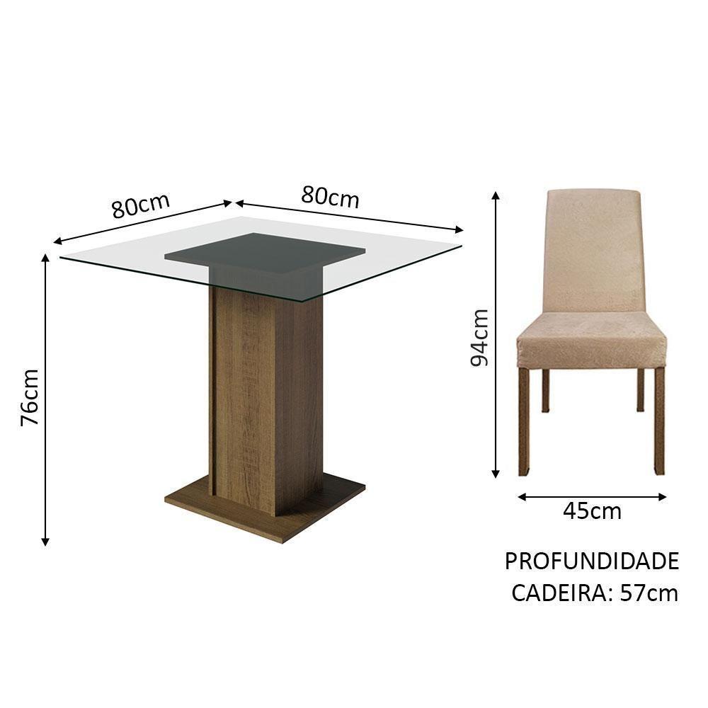 Conjunto Sala De Jantar Mesa Tampo De Vidro 4 Cadeiras Rustic/imperial Ivy Madesa Rustic/imperial - 7