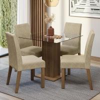 Conjunto Sala De Jantar Mesa Tampo De Vidro 4 Cadeiras Rustic/imperial Ivy Madesa Rustic/imperial - 2
