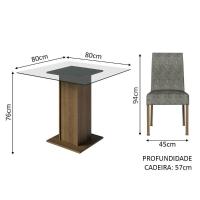 Conjunto Sala De Jantar Mesa Tampo De Vidro 4 Cadeiras Rustic/silver Ivy Madesa Rustic/silver - 8