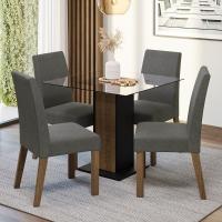 Conjunto Sala De Jantar Mesa Tampo De Vidro 4 Cadeiras Ivy Madesa Rustic/preto/silver - 2