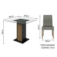 Conjunto Sala De Jantar Mesa Tampo De Vidro 4 Cadeiras Ivy Madesa Rustic/preto/silver - 8